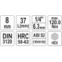Головка торцева з насадкою викрутковою HEX YATO 1/4" H8 x 37 мм - фото 3 Головка торцева з насадкою викрутковою HEX YATO 1/4" H8 x 37 мм - фото 3
