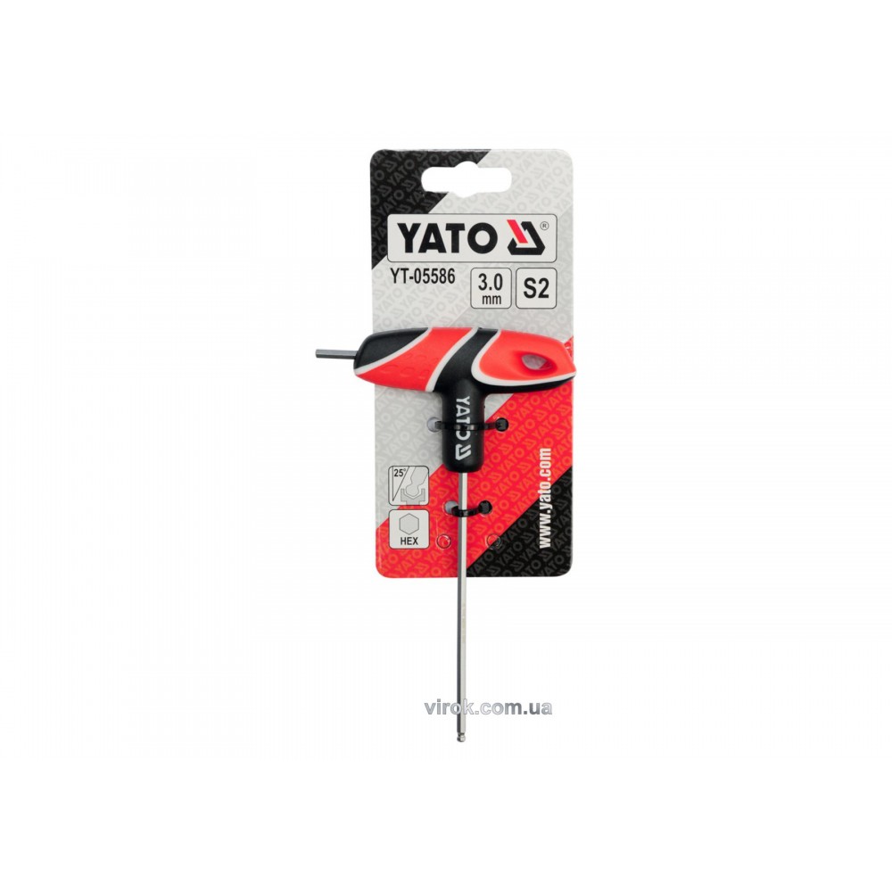 Ключ шестигранний Т-подібний з кулькою YATO HEX 3 х 100 мм - фото 1 Ключ шестигранний Т-подібний з кулькою YATO HEX 3 х 100 мм - фото 1