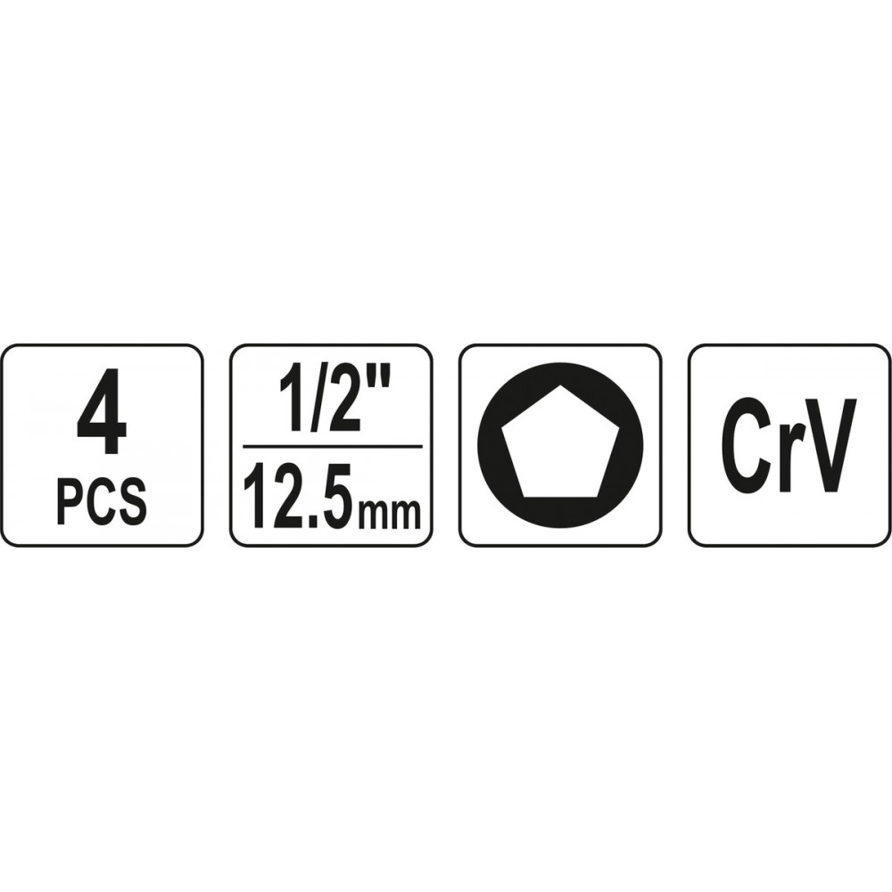 Головки 5-гранні для гальмівних супортів авто YATO: квадр-1/2", 12.5, 14, 19 мм біта- 10 мм, 4 шт - фото 4 Головки 5-гранні для гальмівних супортів авто YATO: квадр-1/2", 12.5, 14, 19 мм біта- 10 мм, 4 шт - фото 4
