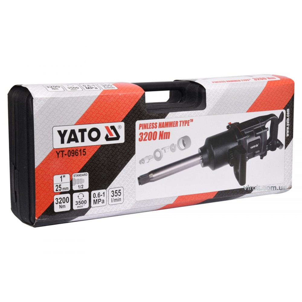 Гайковерт пневматичний ударний YATO 1" 3200 Нм + кейс - фото 3 Гайковерт пневматичний ударний YATO 1" 3200 Нм + кейс - фото 3