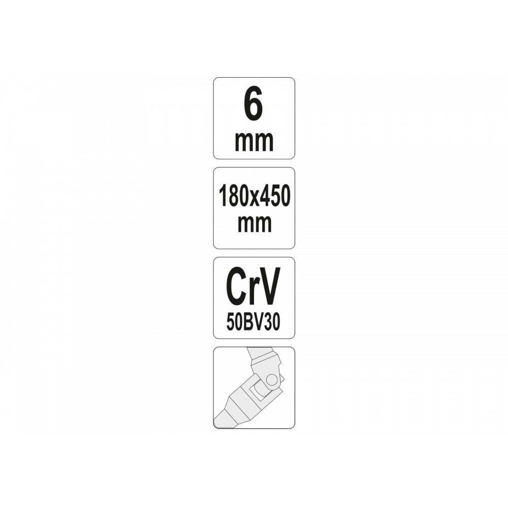 Ключ торцевий Т-подібний з карданом YATO 6 мм 180 х 450 мм - фото 2 Ключ торцевий Т-подібний з карданом YATO 6 мм 180 х 450 мм - фото 2