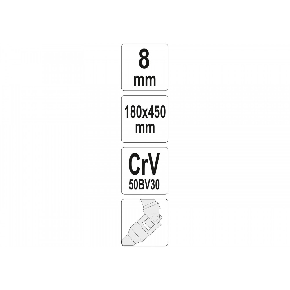 Ключ торцевий Т-подібний з карданом YATO 8 мм 180 х 450 мм - фото 2 Ключ торцевий Т-подібний з карданом YATO 8 мм 180 х 450 мм - фото 2