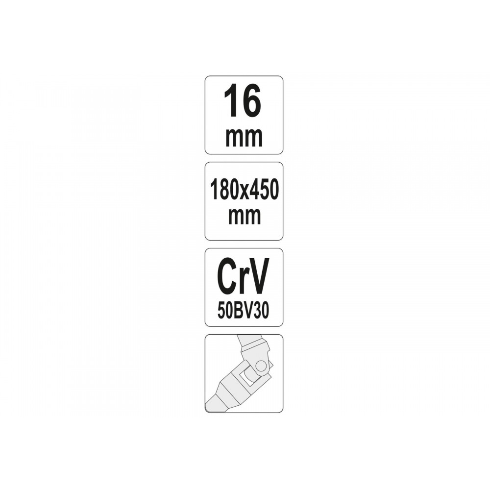 Ключ торцевий Т-подібний з карданом YATO 16 мм 180 х 450 мм - фото 2 Ключ торцевий Т-подібний з карданом YATO 16 мм 180 х 450 мм - фото 2