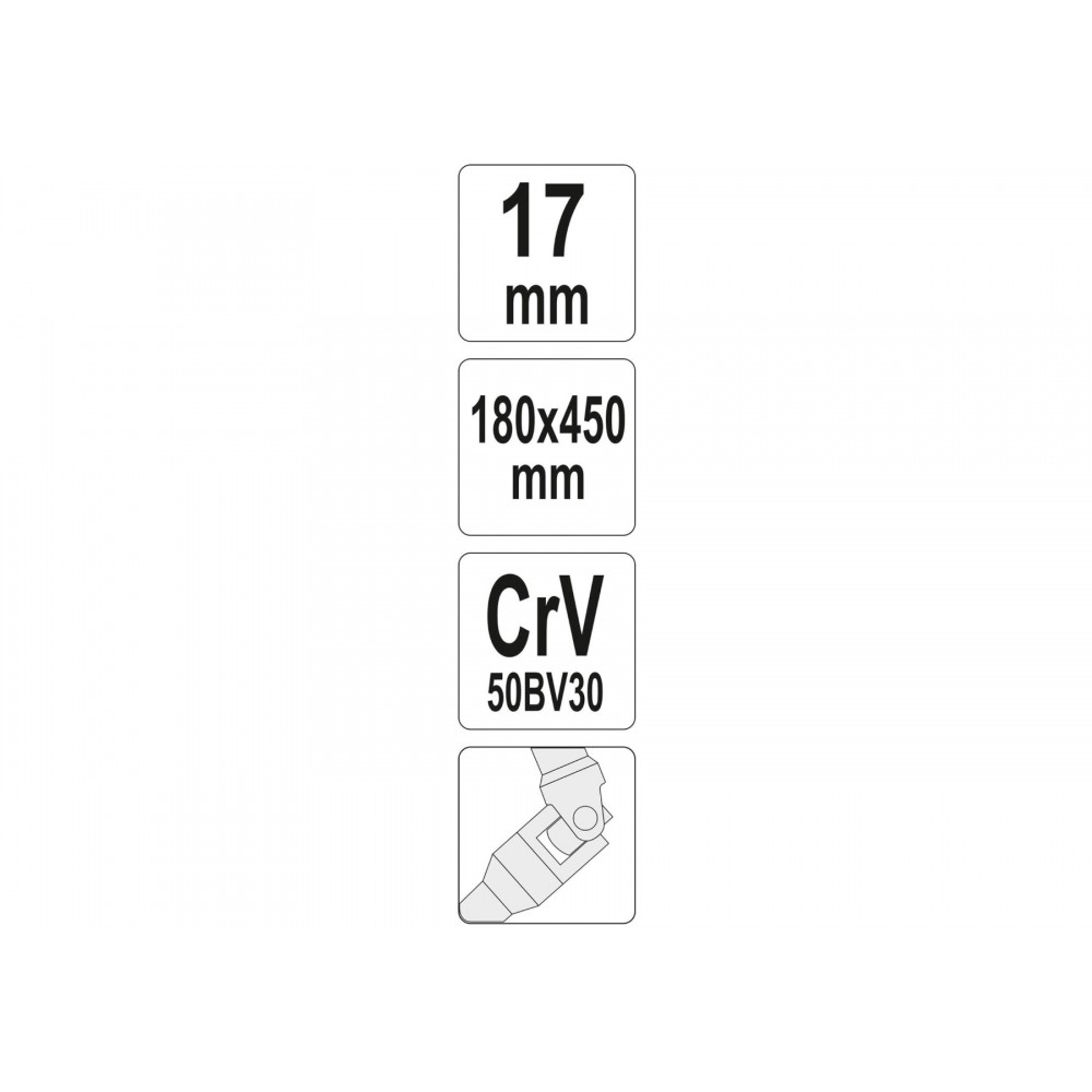 Ключ торцевий Т-подібний з карданом YATO 17 мм 180 х 450 мм - фото 2 Ключ торцевий Т-подібний з карданом YATO 17 мм 180 х 450 мм - фото 2