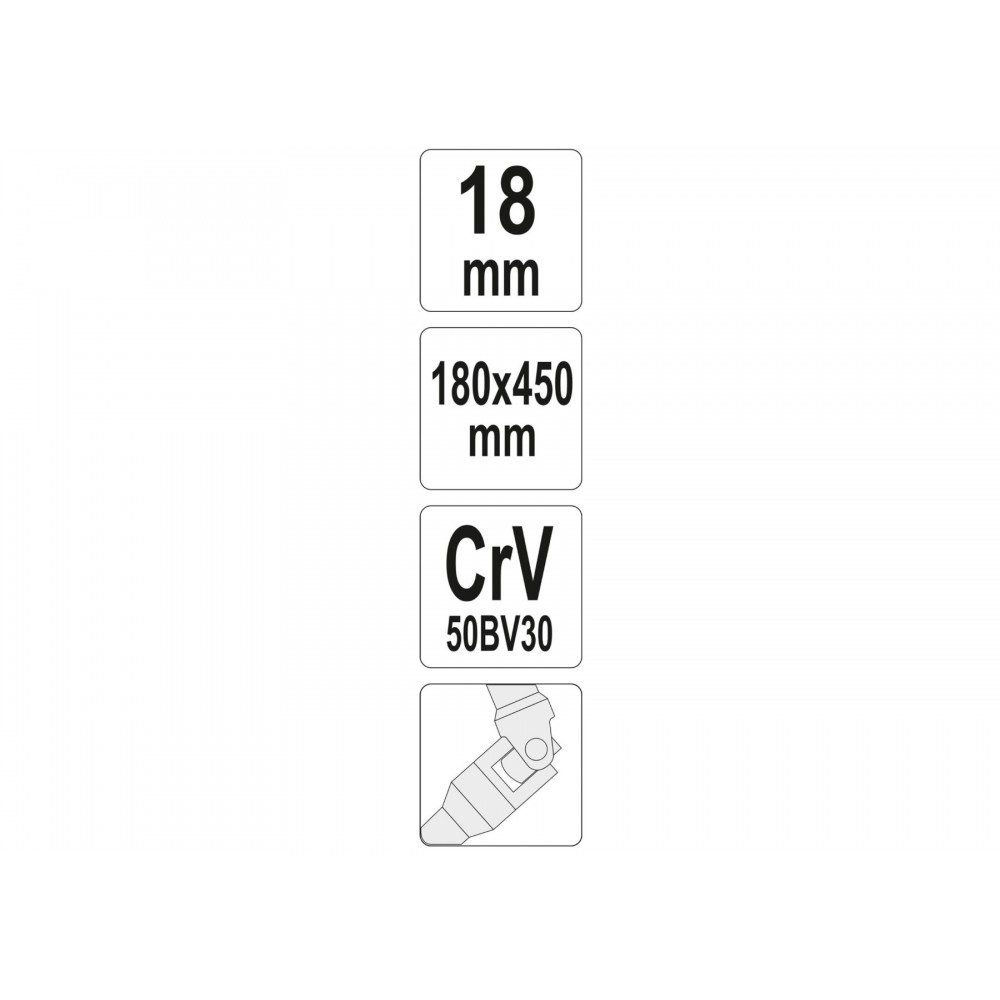 Ключ торцевий Т-подібний з карданом YATO 18 мм 180 х 450 мм - фото 2 Ключ торцевий Т-подібний з карданом YATO 18 мм 180 х 450 мм - фото 2