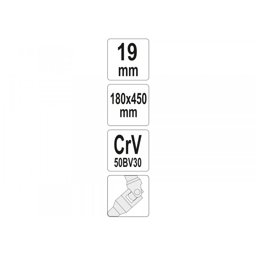 Ключ торцевий Т-подібний з карданом YATO 19 мм 180 х 450 мм - фото 2 Ключ торцевий Т-подібний з карданом YATO 19 мм 180 х 450 мм - фото 2