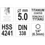 Свердло по металу з шестигранним хвостовиком 1/4" YATO HSS-TiN 5 х 106/52 мм - фото 4