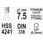 Свердло по металу з шестигранним хвостовиком 1/4" YATO HSS-TiN 7.5 х 109/69 мм - фото 4 Свердло по металу з шестигранним хвостовиком 1/4" YATO HSS-TiN 7.5 х 109/69 мм - фото 4