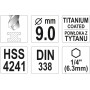 Свердло по металу з шестигранним хвостовиком 1/4" YATO HSS-TiN 9 х 125/81 мм - фото 4 Свердло по металу з шестигранним хвостовиком 1/4" YATO HSS-TiN 9 х 125/81 мм - фото 4