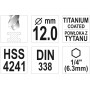 Свердло по металу з шестигранним хвостовиком 1/4" YATO HSS-TiN 12 х 151/101 мм - фото 4 Свердло по металу з шестигранним хвостовиком 1/4" YATO HSS-TiN 12 х 151/101 мм - фото 4