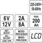 Зарядний прилад мережевий з LCD дисплеєм 230В YATO до акумуляторів 6V-2А 12V-8А, макс. 240 AГод - фото 7